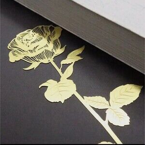 Gold rose bookmark mesh dainty metal flower stencil